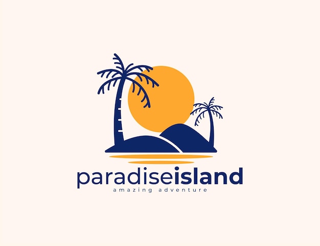 Création De Logo Sunset Island Et Palmier