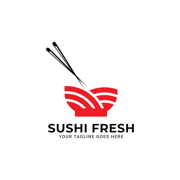 Création De Logo De Sushi Avec Du Poisson. Isolé Sur Fond Blanc. Design Moderne.