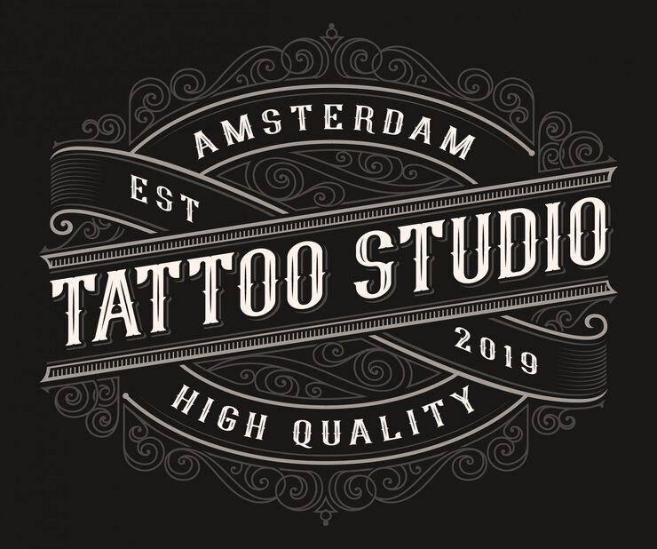 Création de logo de tatouage vintage sur fond sombre.