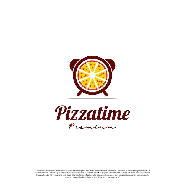 Création De Logo De Temps De Pizza Sur Fond Isolé