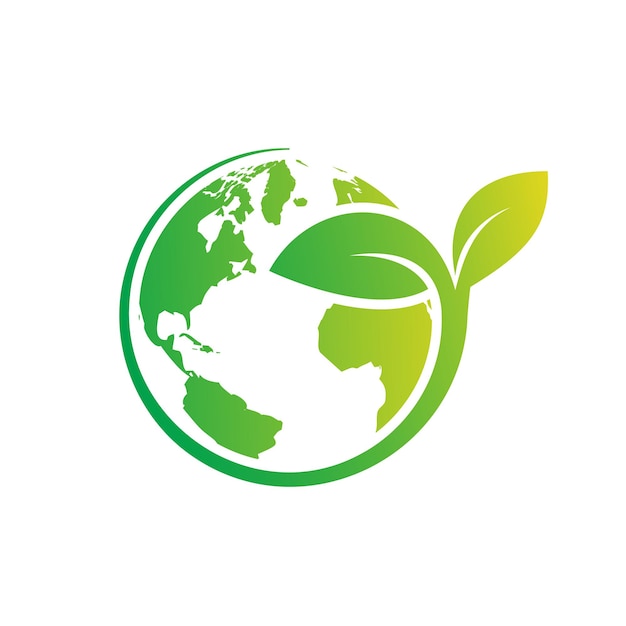 Création de logo de terre verte avec globe icône arbre feuille
