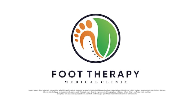 Création De Logo De Thérapie Des Pieds Avec élément De Feuille Et Concept Unique Vecteur Premium