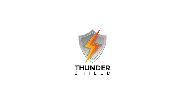 Création De Logo Thunder Shield Bolt Prêt à L'emploi Vecteur Premium