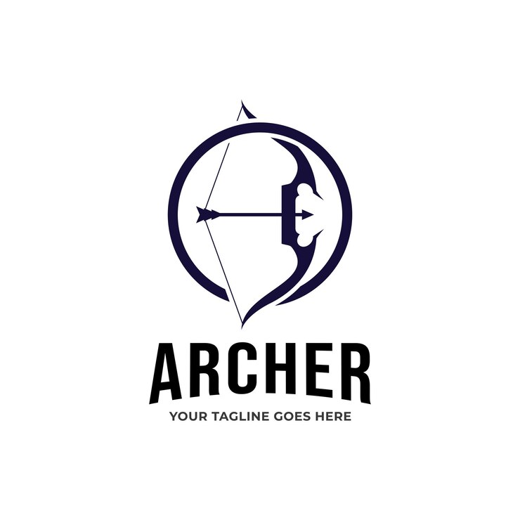 Vecteur création de logo de tir à l'arc, logo archer, logo propre et minimaliste, modèle vectoriel de logo sportif.