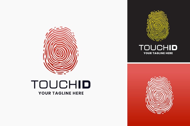 Vecteur création de logo touch id avec empreinte digitale adaptée aux marques liées à la technologie de sécurité biométrique