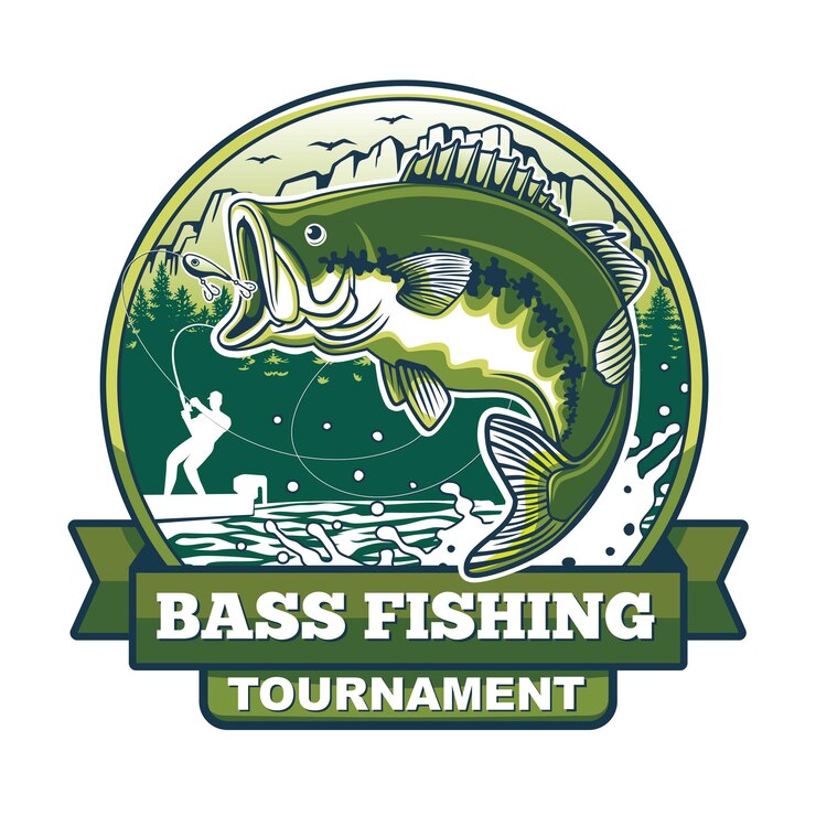 Création de logo de tournoi de pêche à l'achigan à grande bouche