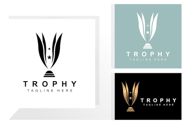 Création Logo Trophée Récompense Gagnant Trophée Championnat Vecteur Réussite Marque