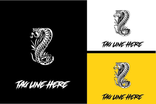 Création de logo de vecteur de serpent noir et blanc