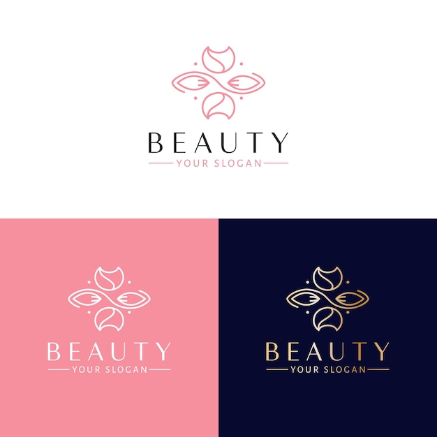 Création de logo vectoriel beauté Fleurs et feuilles de tulipes Emblème Modèle de logo cosmétique