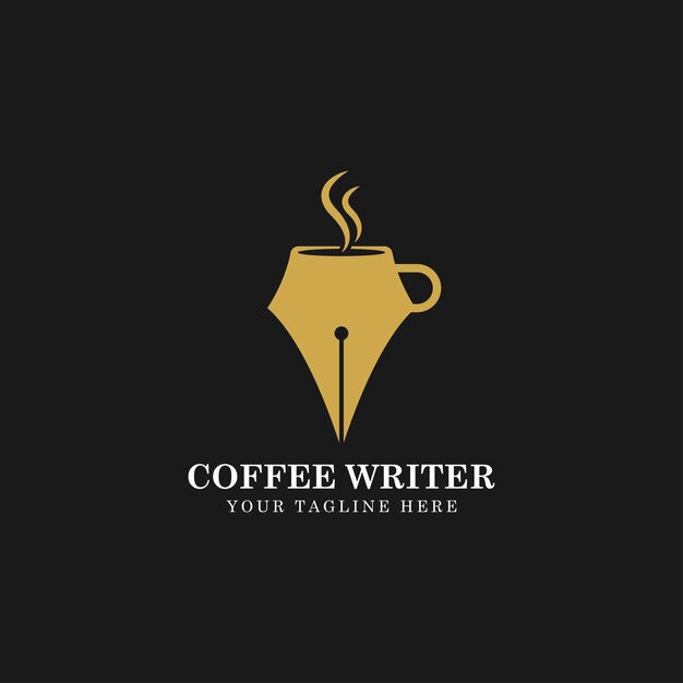 Création de logo vectoriel café tasse et stylo écrivain café