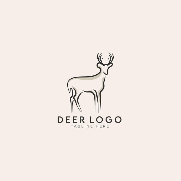 Création de logo vectoriel de cerf et icône d'art de ligne vectorielle