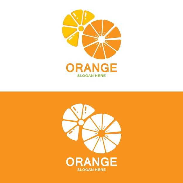 Vecteur création de logo vectoriel orange de fruits frais pour magasin de jus de fruits en couleur orange