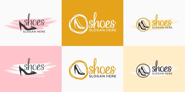 Vecteur création de logo vectoriel pour magasin de chaussures pour femmes centre commercial de chaussures pour femmes chaussures de luxe