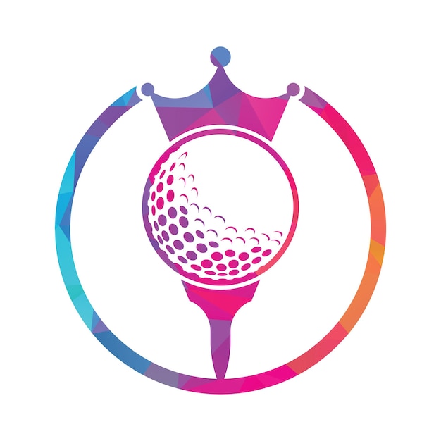 Création de logo vectoriel roi golf Balle de golf avec icône de vecteur de couronne