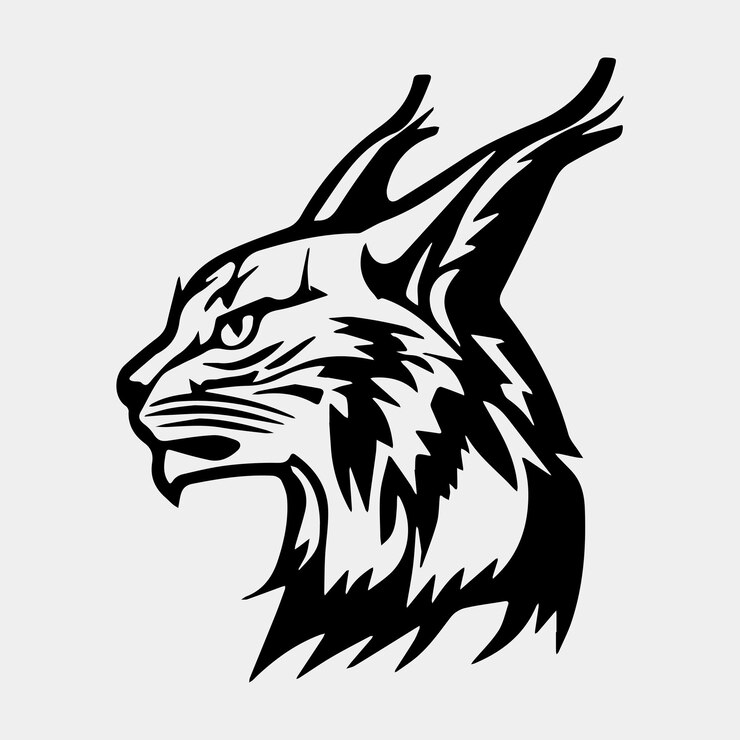 Vecteur création de logo vectoriel tête de lynx sauvage silhouette
