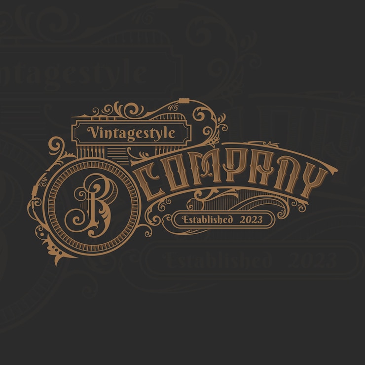 Vecteur création de logo victorien ornemental vintage
