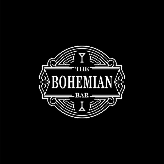 Vecteur création de logo vintage bohème cocktail bar club
