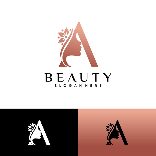 Vecteur création de logo de visage de femme pour salon de beauté avec un concept créatif unique