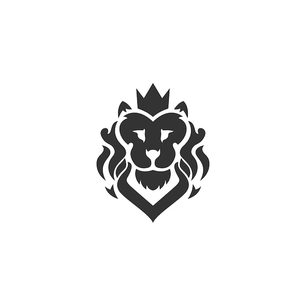 Vecteur création de logo de visage de lion noir et blanc