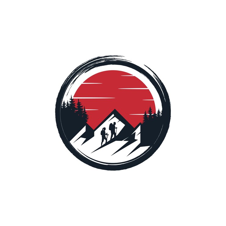 Création de logo de vue de paysage de montagne