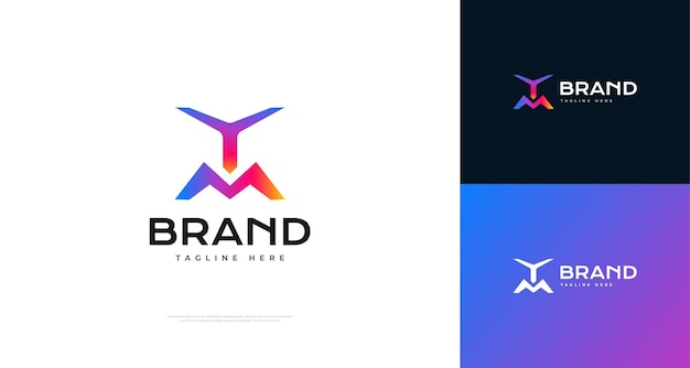 Création De Logo Ym Ou My Dans Un Concept Abstrait Et Un Style De Dégradé Coloré Lettre Initiale Y Et W Logo Pour L'identité Du Logo D'entreprise Ou De Technologie