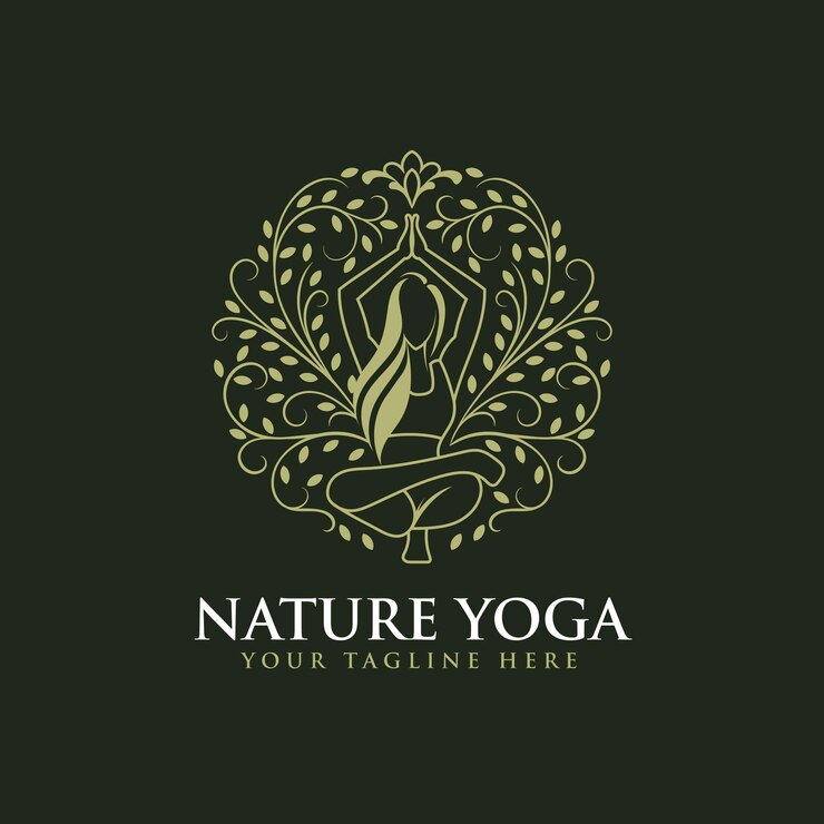 Vecteur création de logo de yoga femme or