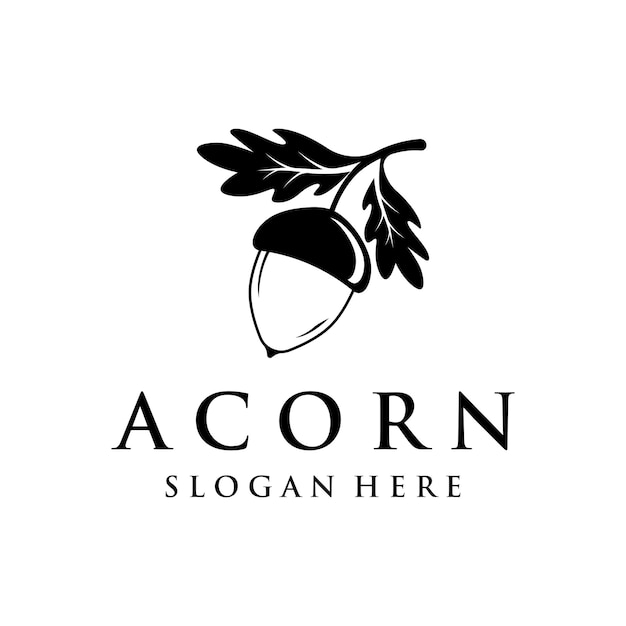 Création de modèle de logo Acorn avec feuilles avec illustration vectorielle modifiable