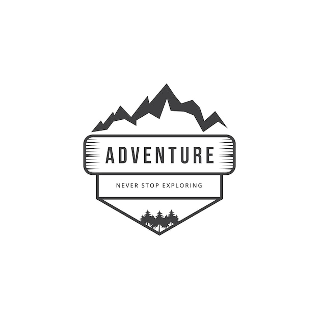 Vecteur création de modèle de logo d'aventure en montagne