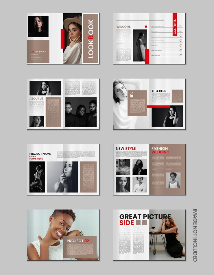 Vecteur création d'un modèle de photobook de mode ou de brochure de 16 pages