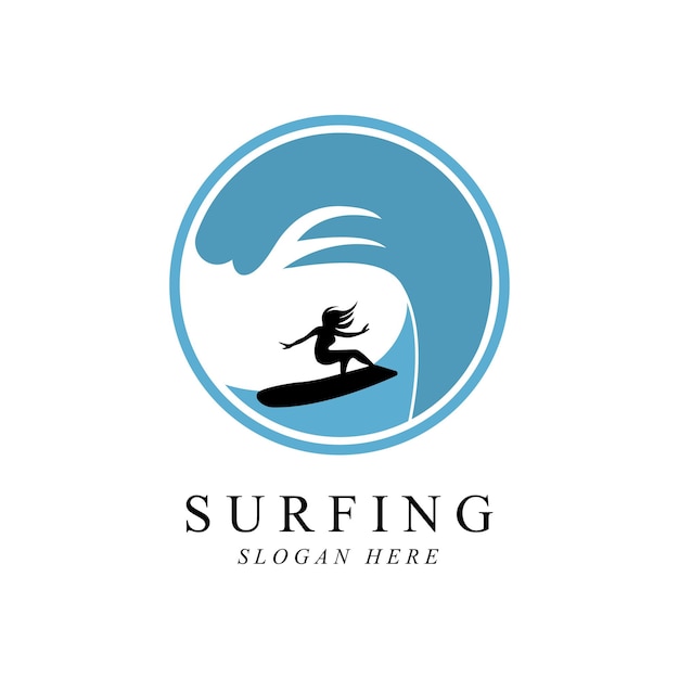 Création De Modèle De Surf Femme Logo Vector