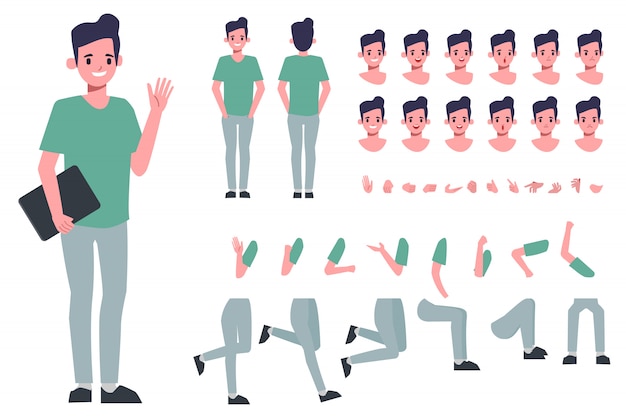 Création de personnage d'homme d'affaires pour l'animation. Prêt pour l'émotion et la bouche du visage animé.