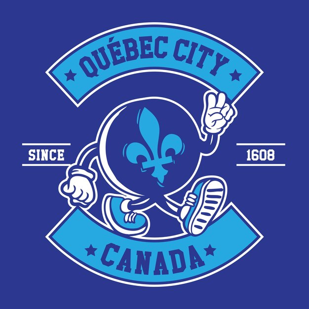 Vecteur création de personnages de mascotte de la ville de québec avec illustration vectorielle de dessin à la main dans le style de conception de patch