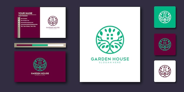 Vecteur création de vecteur pour le logo maison jardin