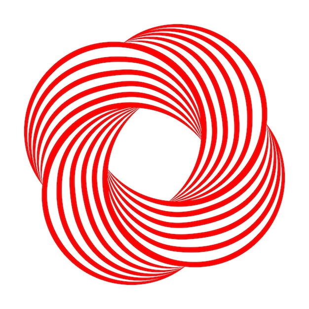 Création vectorielle abstraite de logo de forme de noeud celtique de ligne rouge. Symbole géométrique des lignes en spirale.