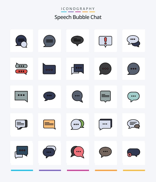 Creative Chat 25 Line FIlled icon pack Tels que commentaire message message commentaire commentaire