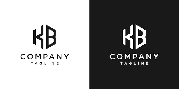 Creative Letter Kb Monogram Hexagon Logo Design Icon Template Fond Blanc Et Noir