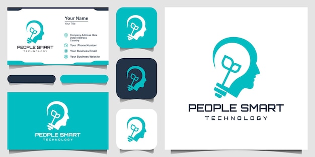 Creative People Logo Avec Ampoule Et Feuille Concept Vecteur Tête Humaine Ampoule Lampe Logo Vecteur Idée