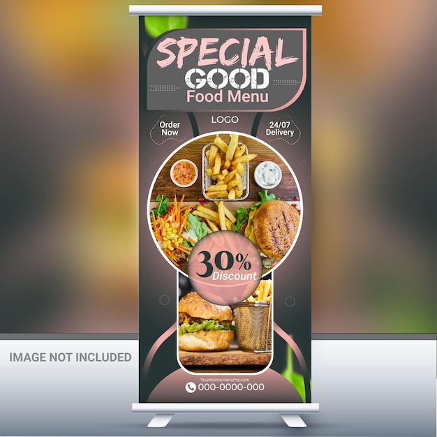 Creative roll up banner modèle de conception de menu de bonne nourriture spéciale roll up banner food design