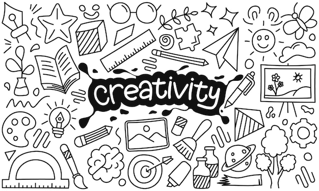 Creativité Doodle de ligne dessinée à la main