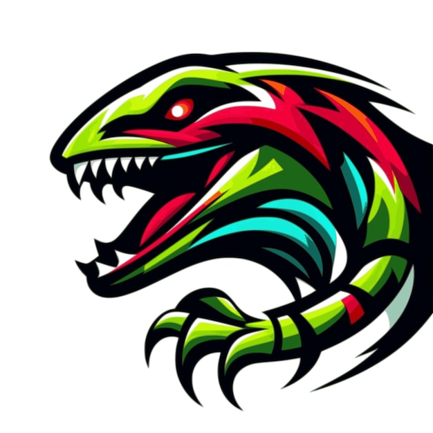 Vecteur créature lézard verte menaçante dans le style vectoriel adapté à un logo de jeu d'esport design modifiable