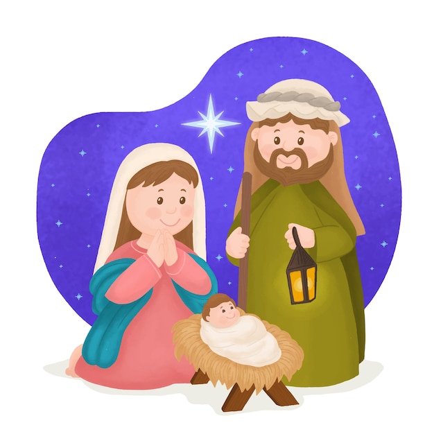 Crèche De Noël Avec Bébé Jésus Marie Et Joseph