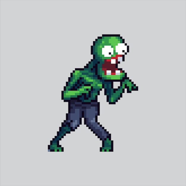 Creepy Scary Zombie Icon pixelé pour le jeu de pixel art et icône pour le site Web et le jeu vidéo old s