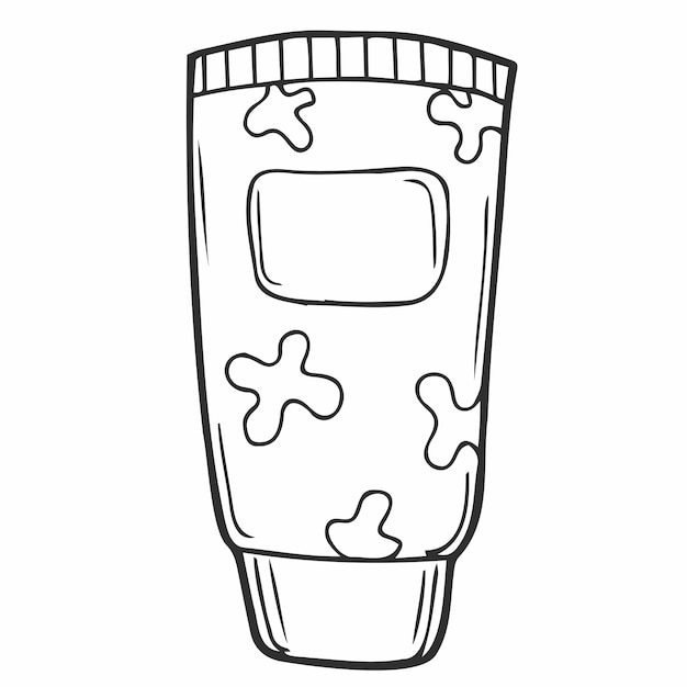 Crème Dans Un Tube Cosmétiques Produits De Soin Du Visage Et Du Corps Illustration Vectorielle Dessinée à La Main Contour Noir Et Blanc