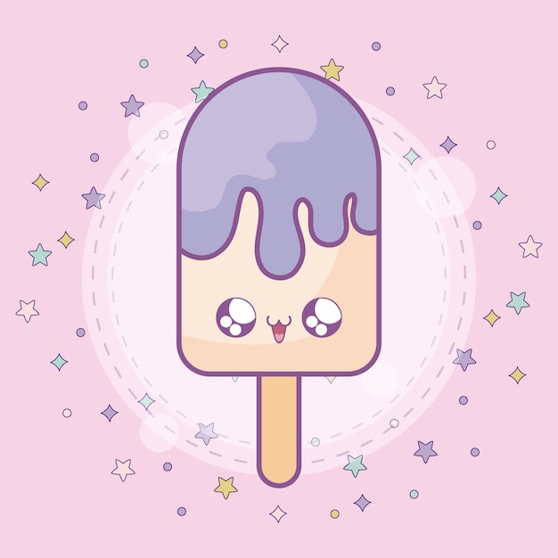 Crème Glacée Au Bâton Kawaii