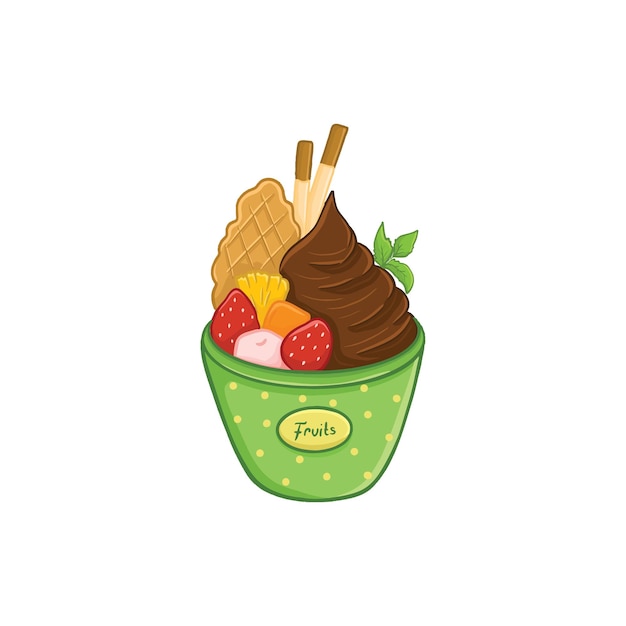 La crème glacée dans une tasse Illustration vectorielle sur fond blanc