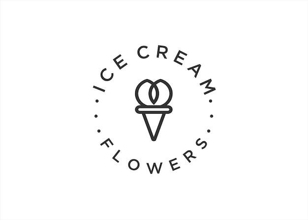 Vecteur crème glacée fleur logo design illustration vectorielle