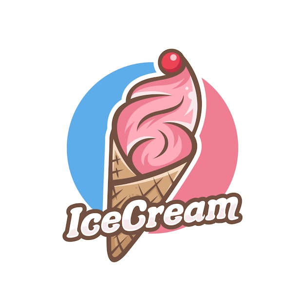 Crème Glacée Avec Illustration De Logo Cerise Fraîche