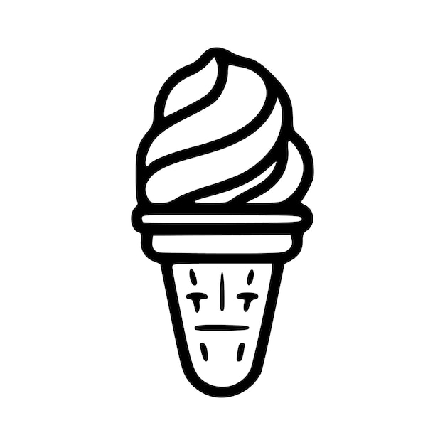 Crème glacée minimale contours noirs illustration vectorielle