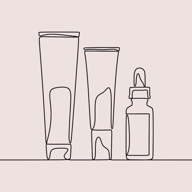 Crème Maquillage Cosmétique Oneline Dessin Au Trait Continu