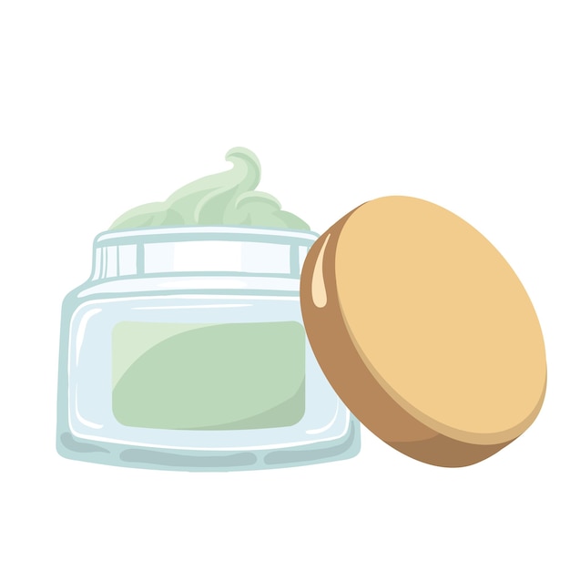 Crème nourrissante pour le visage vert dans un bocal en verre transparent Illustration vectorielle